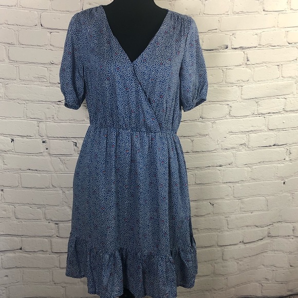 Lucky Brand 🍀 Wrap dress with Polka Dots. Size:(SP) Color: Blue/white/ Red . - Picture 1 of 10